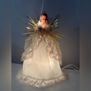 Vintage Angel Tree Topper with Gold Accents